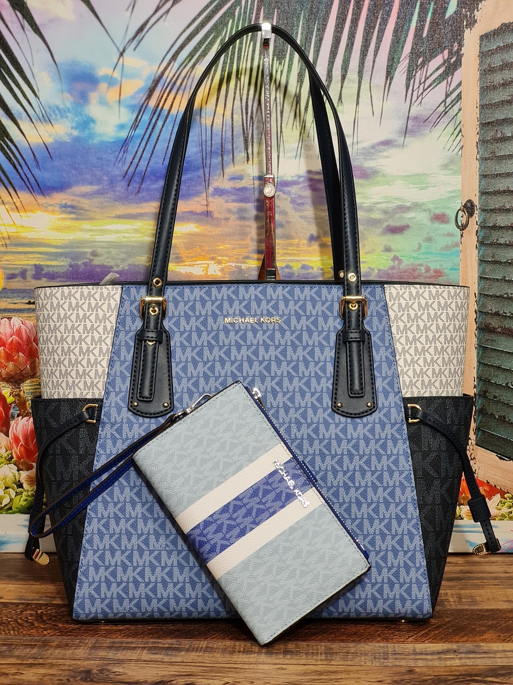 Michael Kors Voyager East West Tote And Wallet
